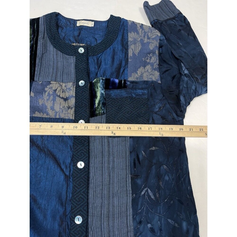Vintage Mozart Women Button Down Shirt L Mixed Media Abstract Art To Wear USA - Picture 9 of 12